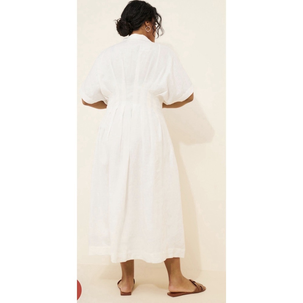 Anthropology Exquise Tobi Shirt Dress Women's Size Medium Ivory Linen Maxi - Picture 3 of 10